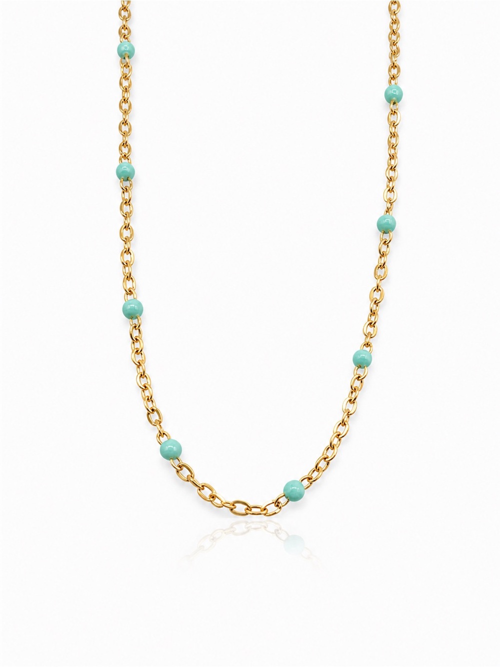 Gold Chain Necklace with Turquoise Beads